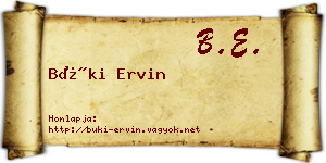 Büki Ervin névjegykártya